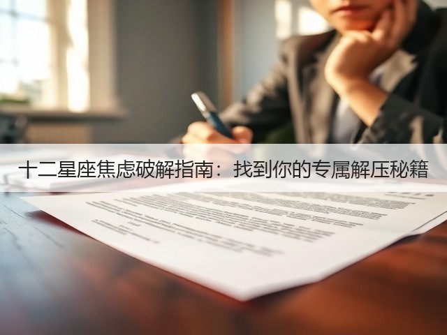 十二星座焦虑破解指南:找到你的专属解压秘籍(图1) 十二星座焦虑破解指南:找到你的专属解压秘籍(图1)